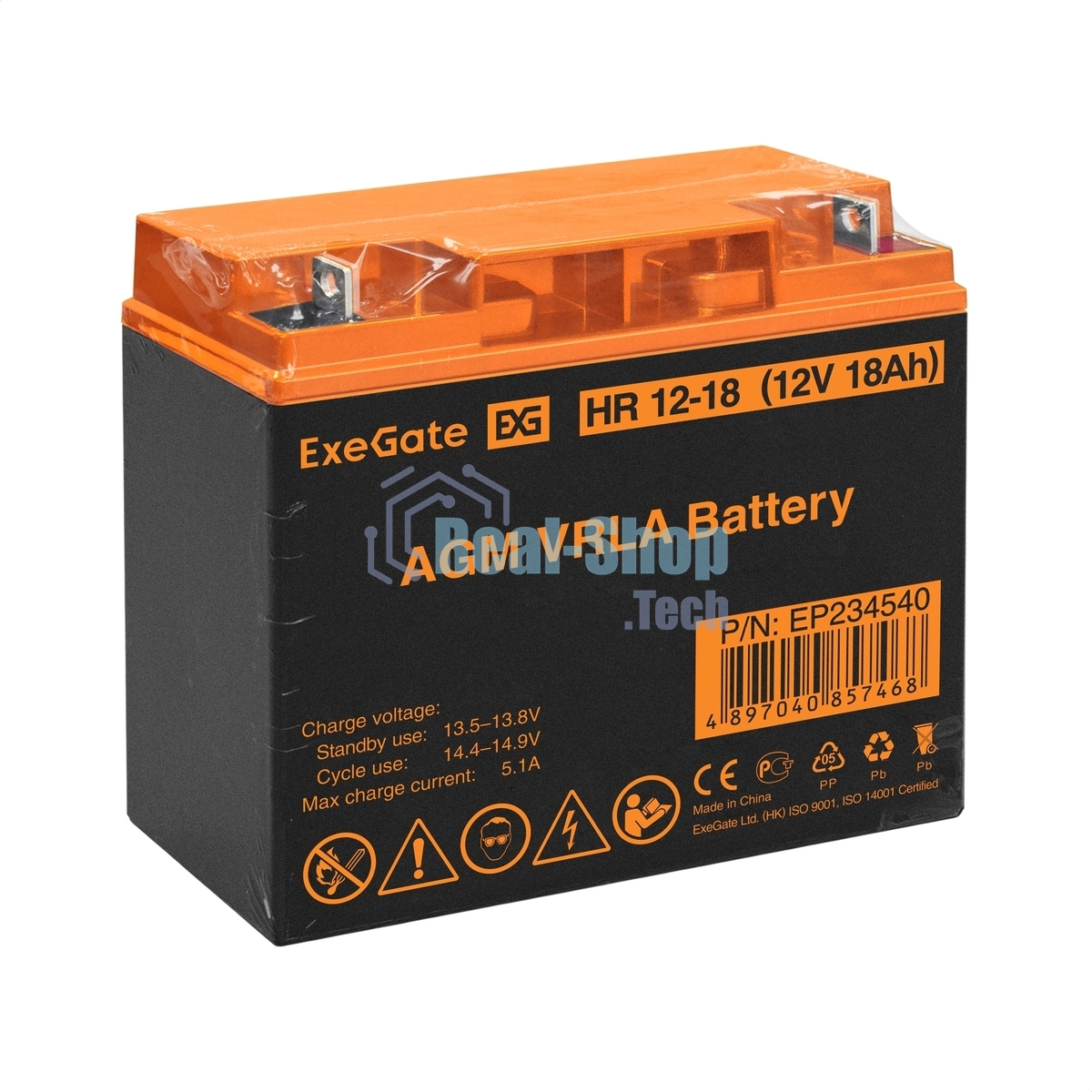 Батарея для ИБП ExeGate EP234540RUS HR 12-18/EXG12180 (12V 18Ah), клеммы под болт М5