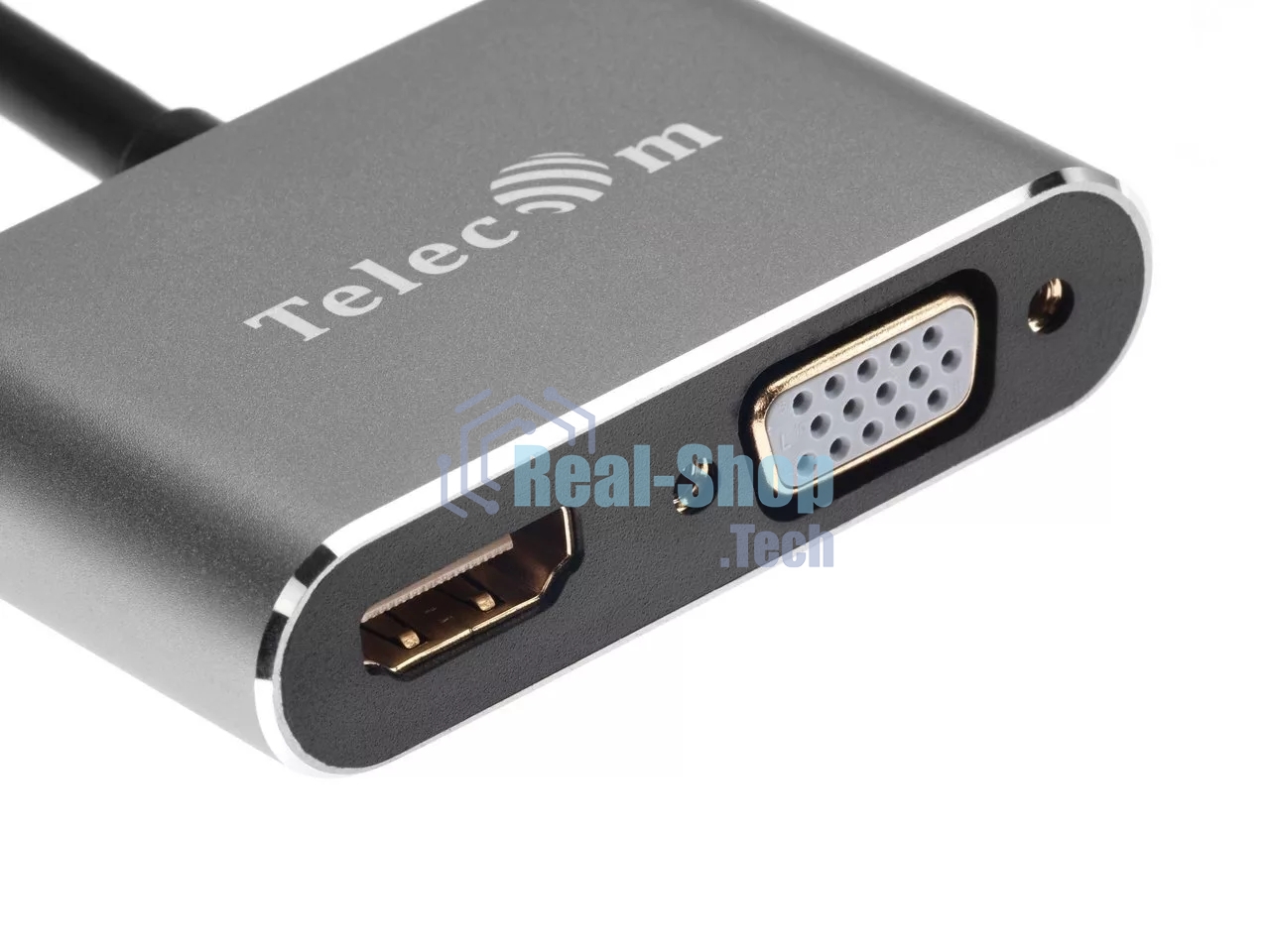 USB-концентратор USB3.1 TypeCm -->HDMI+USB3.0+PD+VGA Alum Grey 4K@30Hz, Telecom TUC055