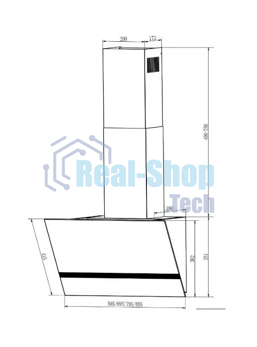 Вытяжка наклонная Elikor Rise BK 50 черный, 50 см, 750 куб. м/ч, 56 дБ