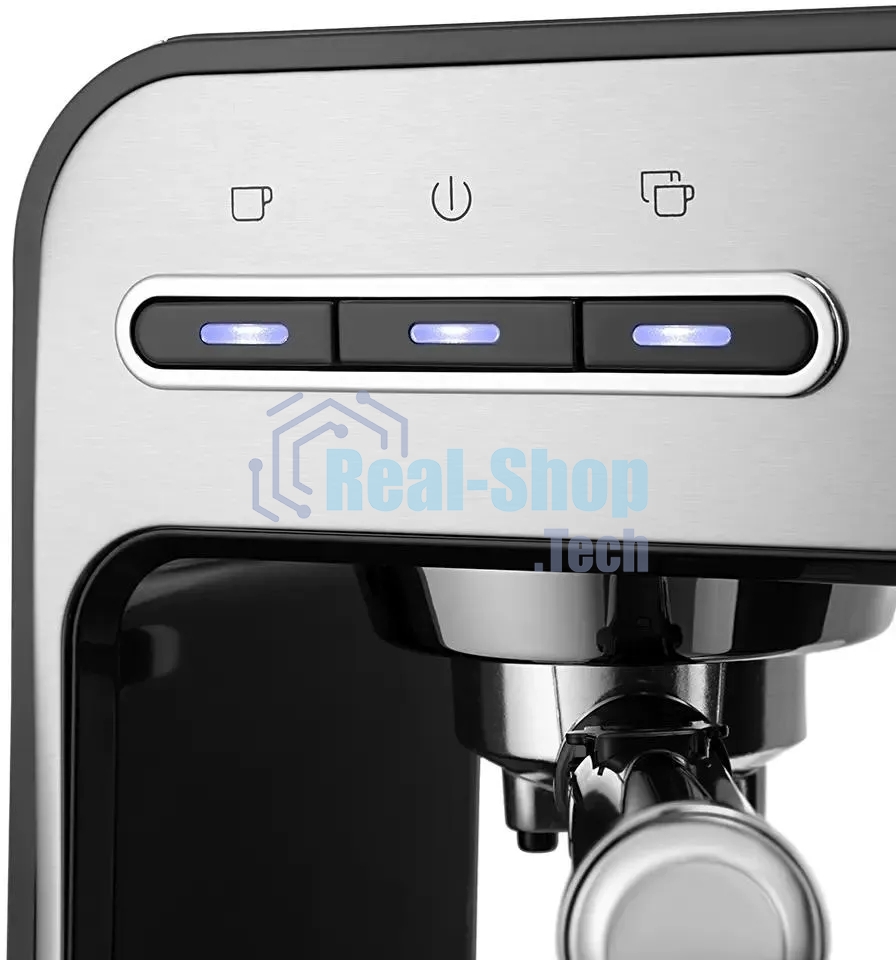 Кофеварка рожковая Kitfort КТ-7515 серебристый, исп. кофе - молотый, 1 л, 1450 Вт, 15 бар