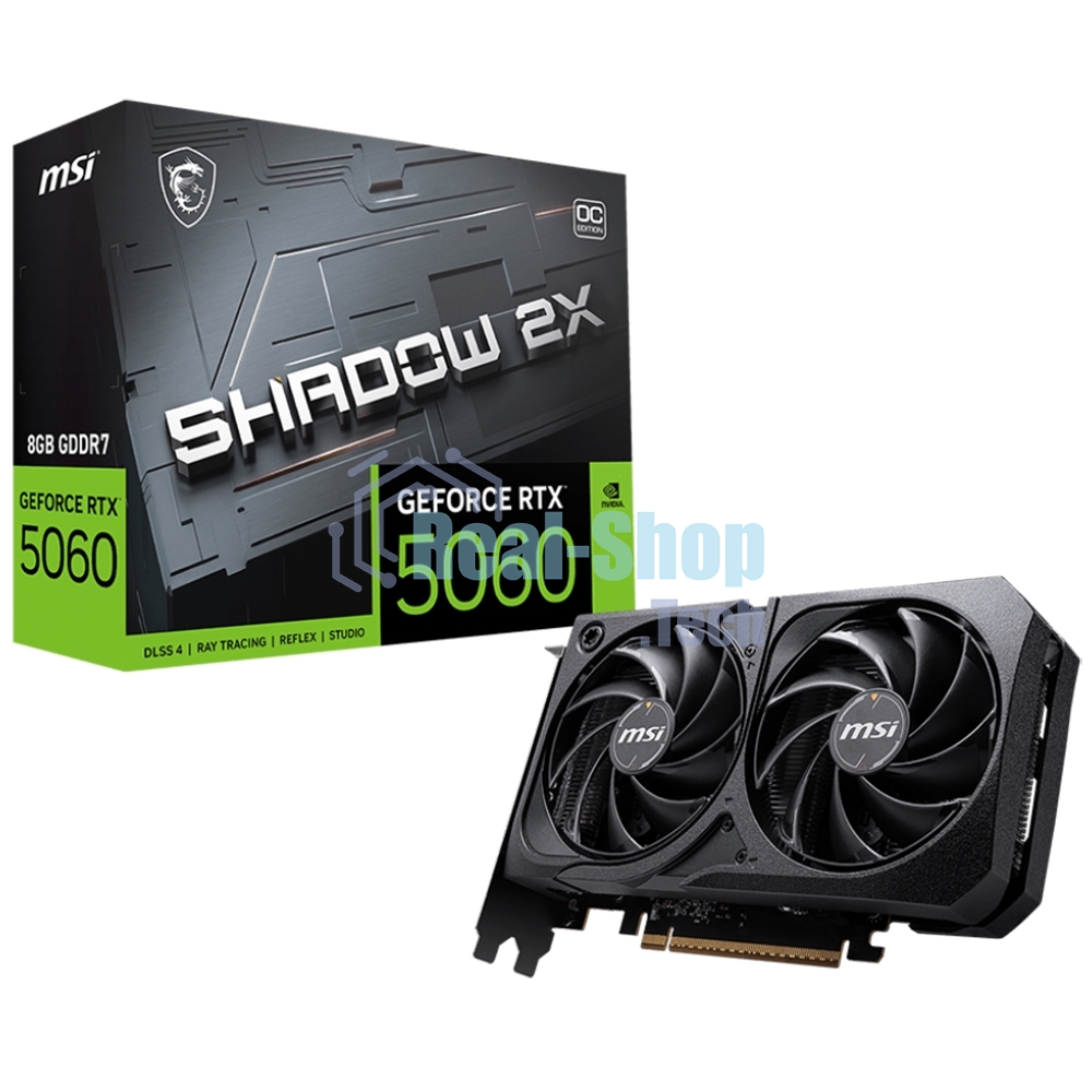 Видеокарта MSI PCI-E 5.0 RTX 5060 8G SHADOW 2X OC NVIDIA GeForce RTX 5060 8Gb 128bit GDDR7 2482/28000 HDMIx1 DPx3 HDCP Ret