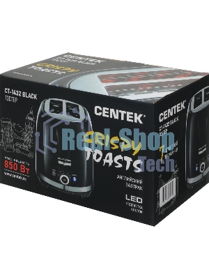 Тостер Centek СТ-1432 черный/стальной