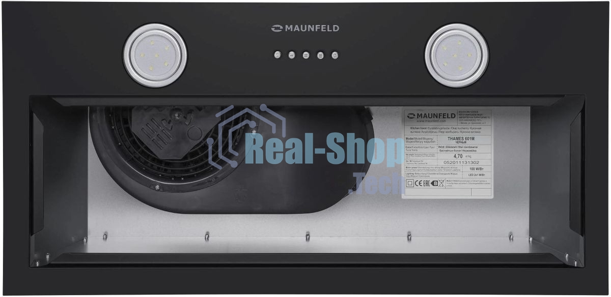 Вытяжка встраиваемая Maunfeld Thames 601M черный, 60 см, 520 куб. м/ч, 45 дБ