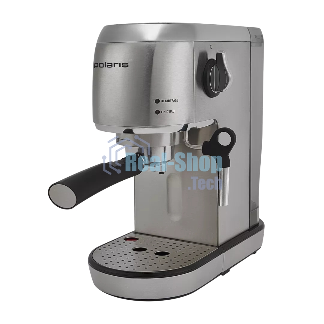 Кофеварка эспрессо Polaris PCM 2001AE нержавеющая сталь, исп. кофе - молотый, 1.5 л, 1400 Вт, 20 бар