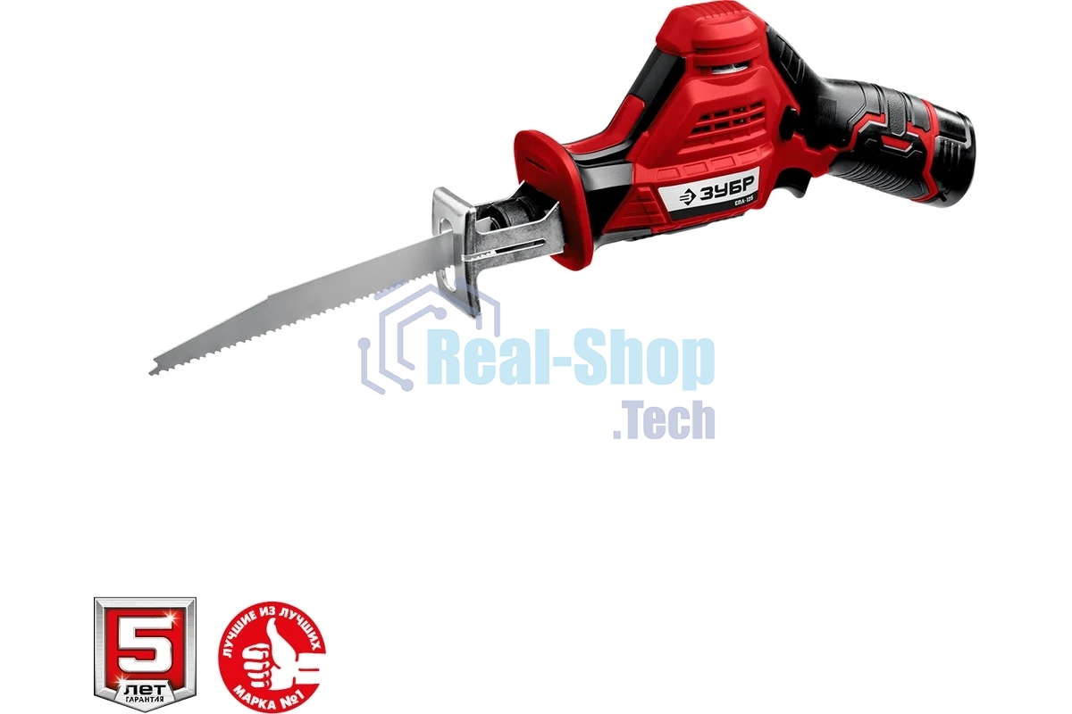 Пила сабельная. Зубр 12В, 1 АКБ (2А·ч), в коробке, СПЛ-125-21