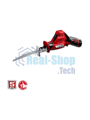 Пила сабельная. Зубр 12В, 1 АКБ (2А·ч), в коробке, СПЛ-125-21