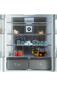 Холодильник Бирюса CD 496 TBG текстурированное черное стекло трехкамерный 334/162л морозилка снизу, NoFrost, Side by Side