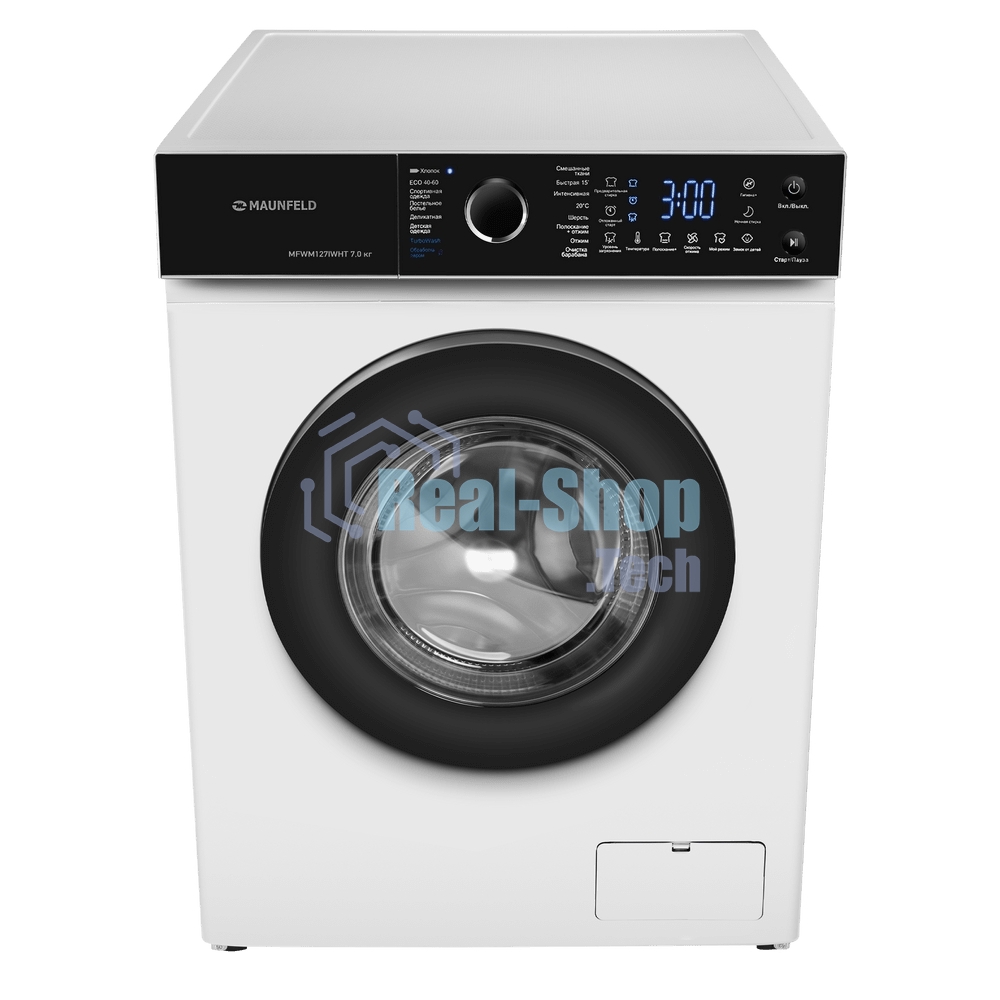 Стиральная машина c инвертором и паром Maunfeld MFWM127IWHT белый, загрузка фронтальная 7 кг, 1200 об/мин, класс: A+++