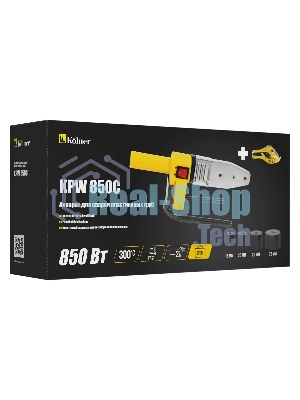 Аппарат для сварки пластиковых труб 850Вт KOLNER KPW 850C, время нагрева 1.5мин, рабочая температура 300гр, насадка 16, 20, 25, 32мм, муфтовая сварка, кабель 2м (набор осн., кейс)