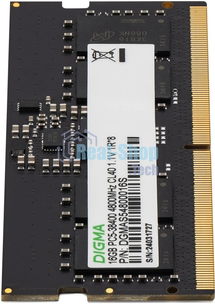 Оперативная память Digma DGMAS54800016S, DDR5, 16GB (1x16 GB), 4800 MHz, CL40, SO-DIMM