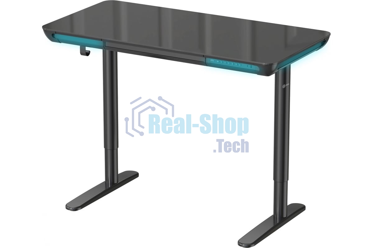 Стол компьютерный Cactus CS-EGD-BK-LED столешница закаленное стекло, черный, каркас черный