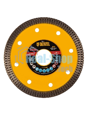 Диск алмазный отрезной Denzel 115 х 22,2мм, сплошной, супертонкий, горячий пресс, сухой/мокрый рез