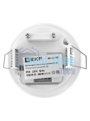 Датчик движения EKF dd-ms-100 (ИК) MS-100 (ДД) встраив. 1200 Вт 360 град. до 6 м IP20