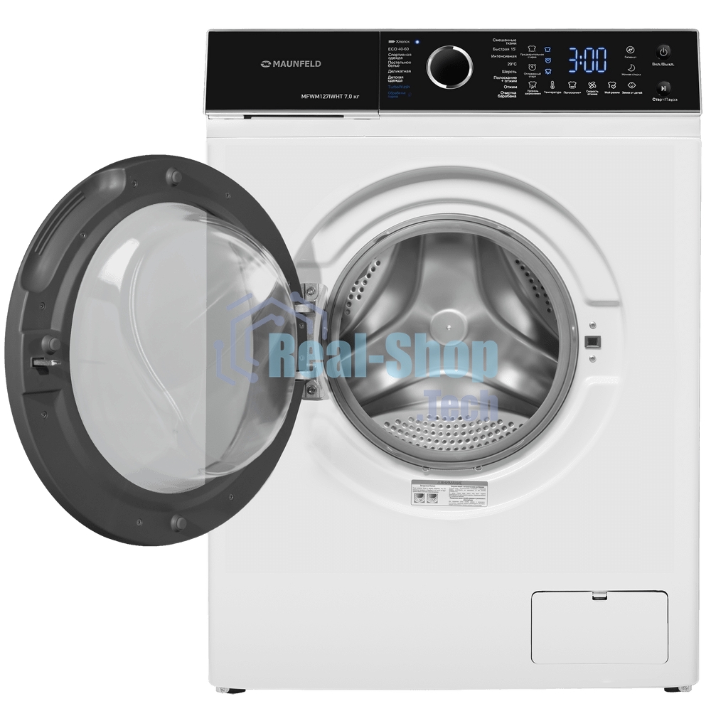 Стиральная машина c инвертором и паром Maunfeld MFWM127IWHT белый, загрузка фронтальная 7 кг, 1200 об/мин, класс: A+++