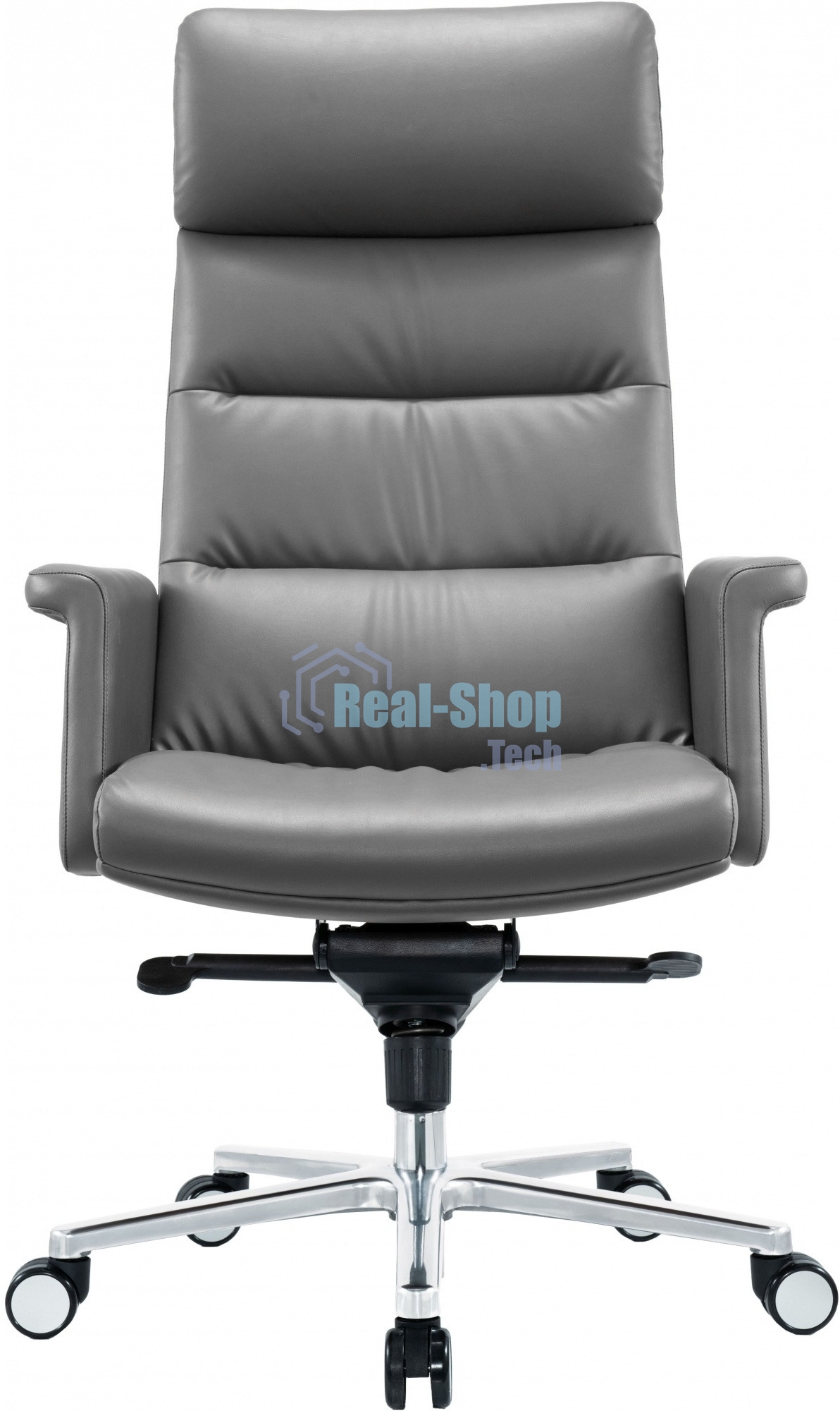 Кресло руководителя Cactus CS-LGR-DUBLIN темно-серый, сиденье темно-серый, кожа, крестов. алюминий