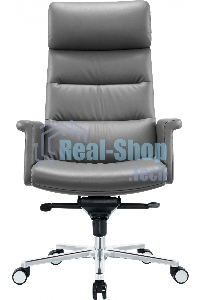 Кресло руководителя Cactus CS-LGR-DUBLIN темно-серый, сиденье темно-серый, кожа, крестов. алюминий