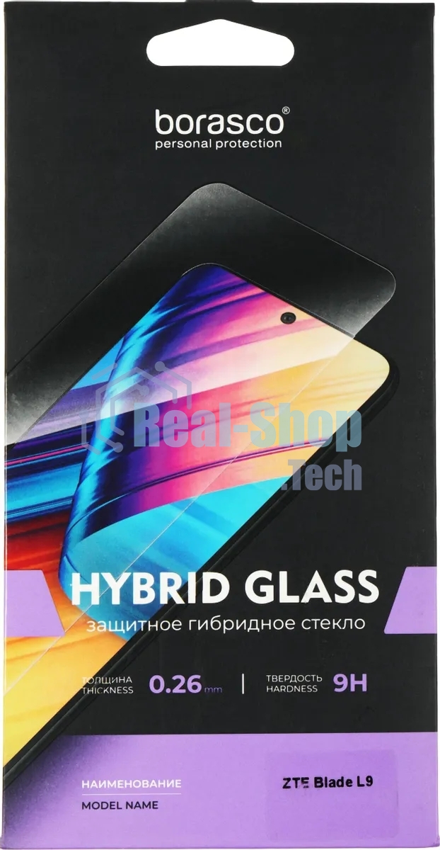 Защитное стекло для экрана BoraSCO Hybrid Glass для ZTE Blade L9 антиблик, 60 х 130 мм, 2.5D, прозрачный