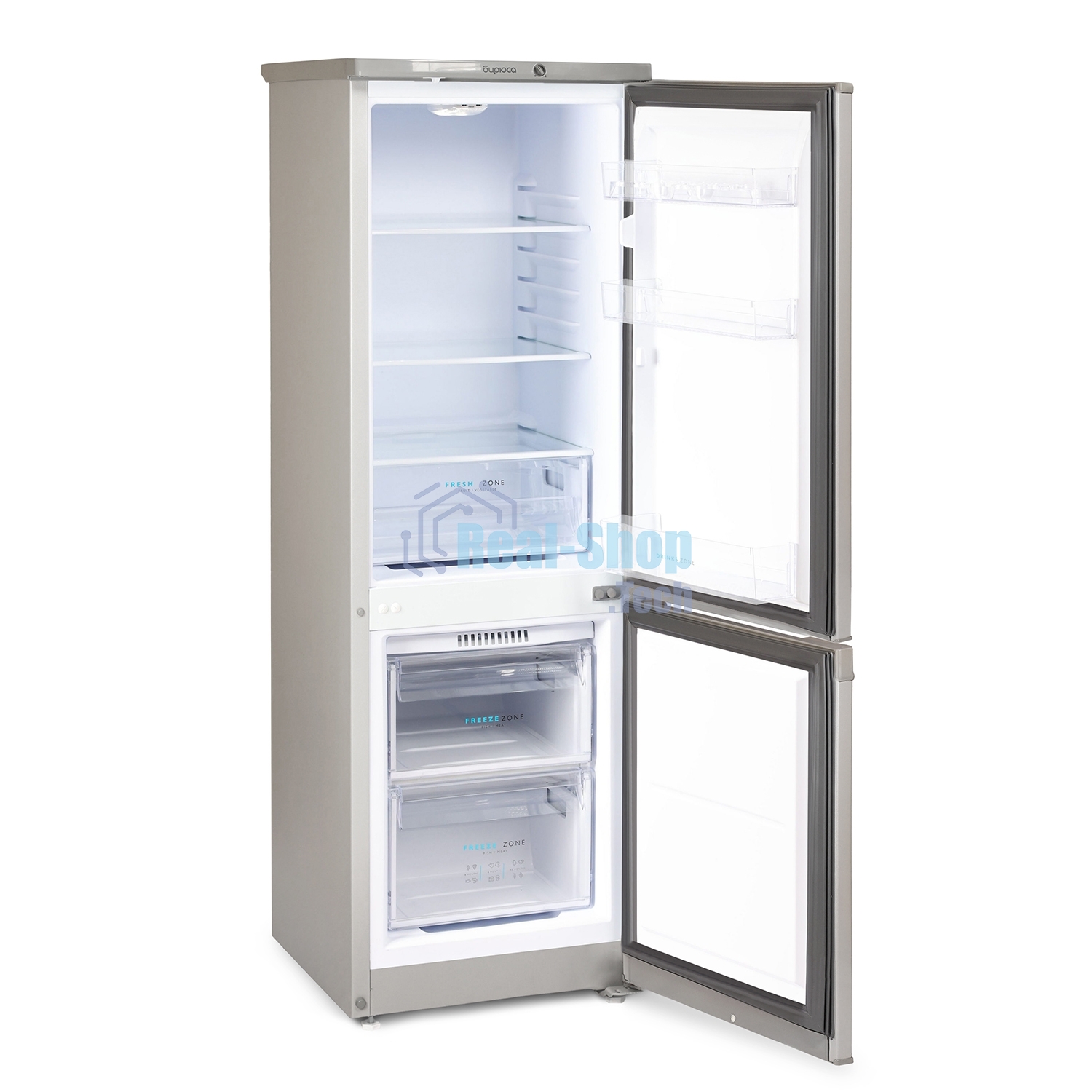 Холодильник Бирюса M418 металлик двухкамерный 125/55л морозилка снизу