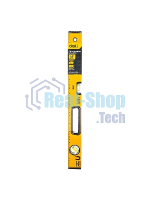 Строительный уровень Deli DL290500 500мм Алюминиевый сплав. Мягкая резина на обоих концах. Магнит для удобства эксплуатации. Измерение под углом 45°.