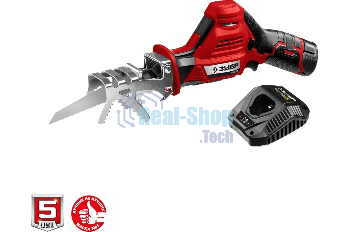 Пила сабельная. Зубр 12В, 1 АКБ (2А·ч), в коробке, СПЛ-125-21