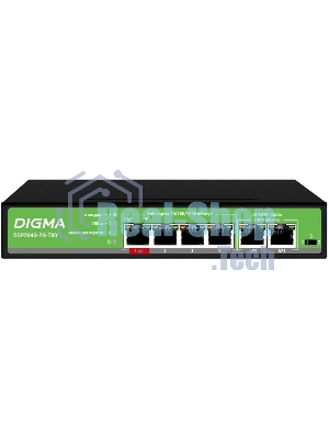 Коммутатор Digma DSP204G-2G-T80, 6×1 Гбит/с, неуправляемый