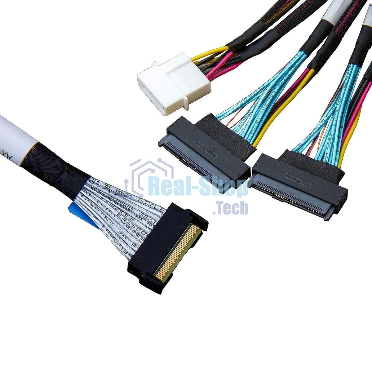 Кабель Amphenol RMC74-2464 Cable MCIO x8 74P (прямой Straight Type) -TO- 2* U.2 (SFF-8639), L:80cm (CMC239)