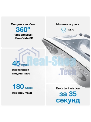 Утюг Braun SI 3054 GY серый/белый, 2400 Вт, 45 г/мин, 180 г/мин, 270 мл