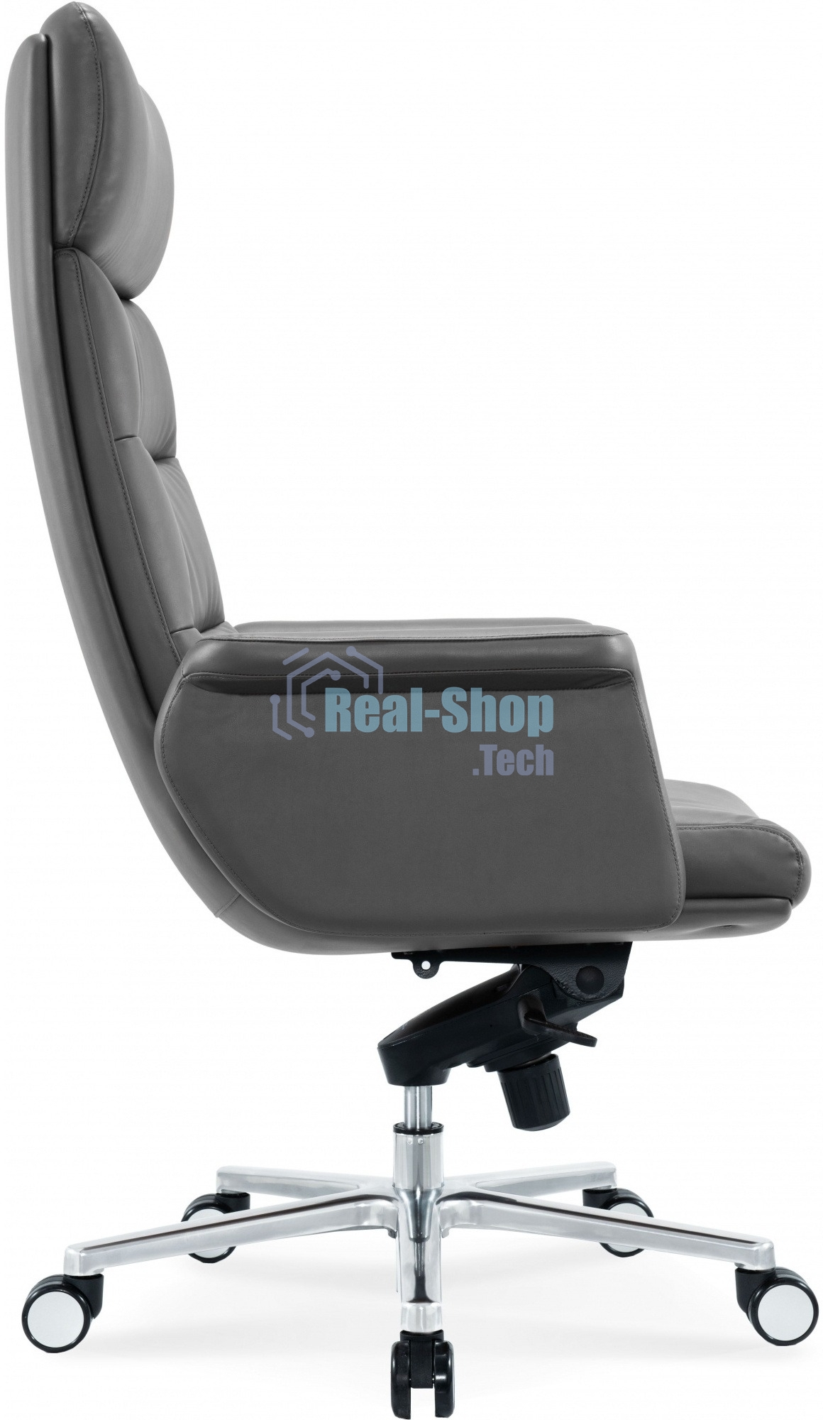 Кресло руководителя Cactus CS-LGR-DUBLIN темно-серый, сиденье темно-серый, кожа, крестов. алюминий