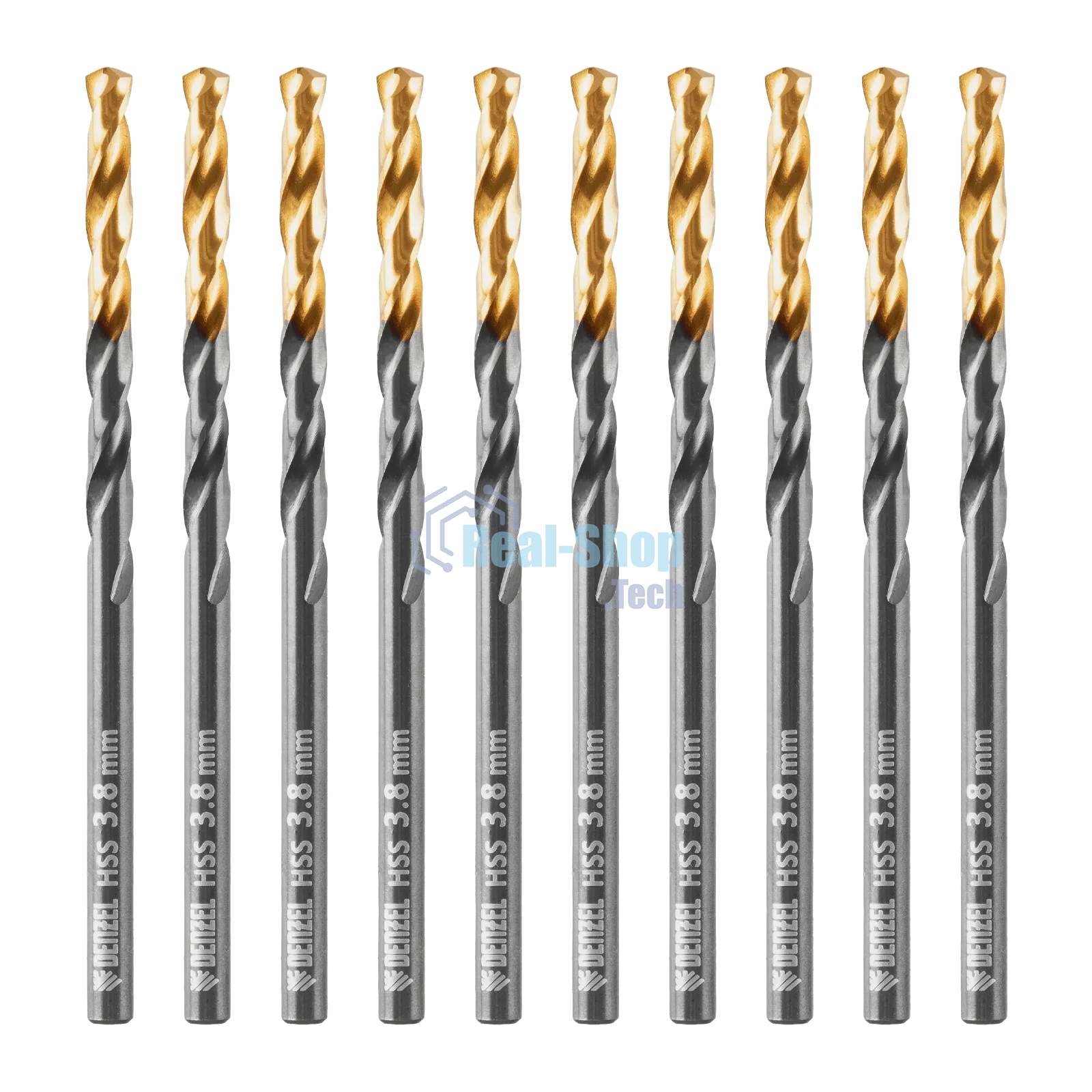 Сверло по металлу Denzel 3,8 мм, HSS-Tin, Golden Tip, 10 шт.