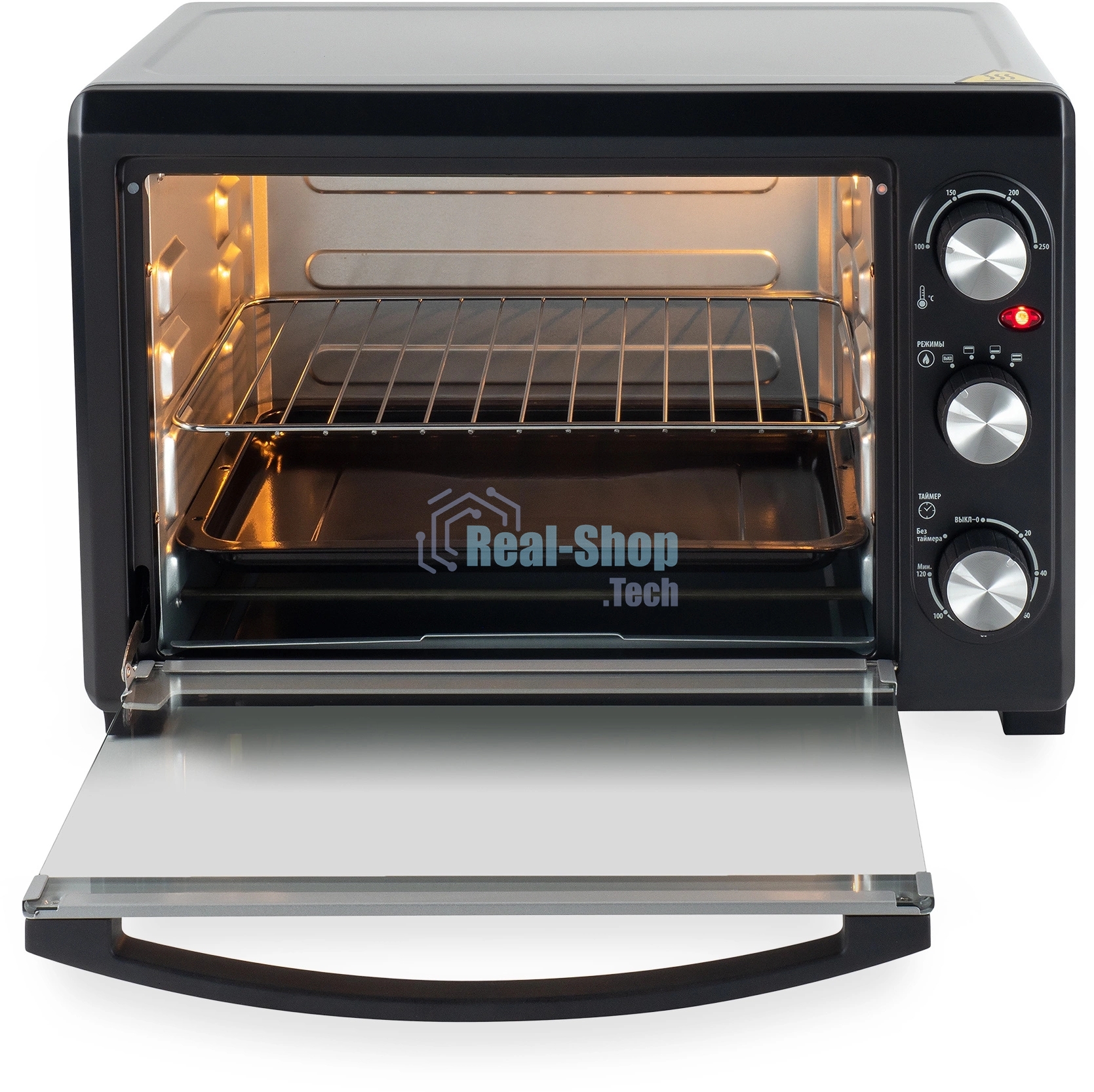 Мини-печь Hyundai MIO-HY073 26 л, 1500 Вт, серебристый/черный