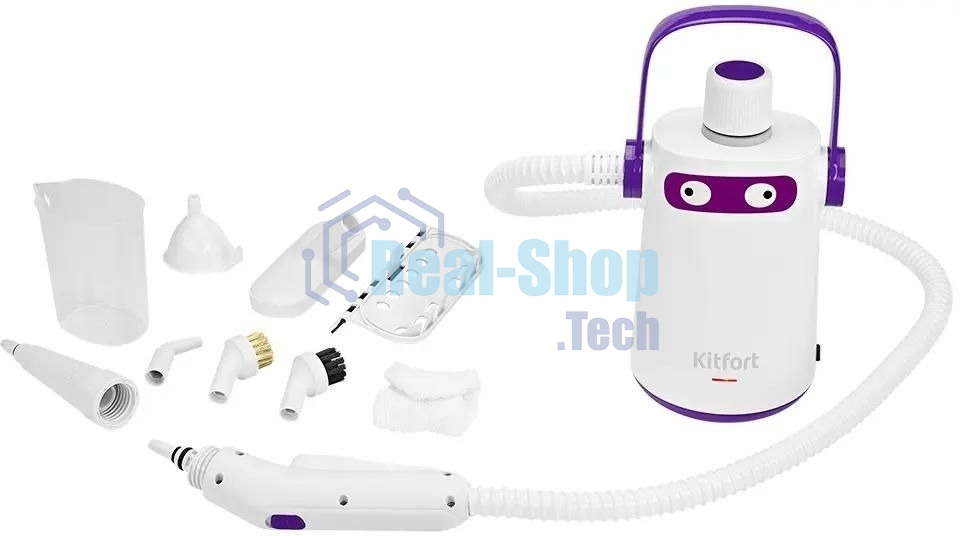 Пароочиститель ручной Kitfort КТ-9109-1 1000Вт белый/фиолетовый