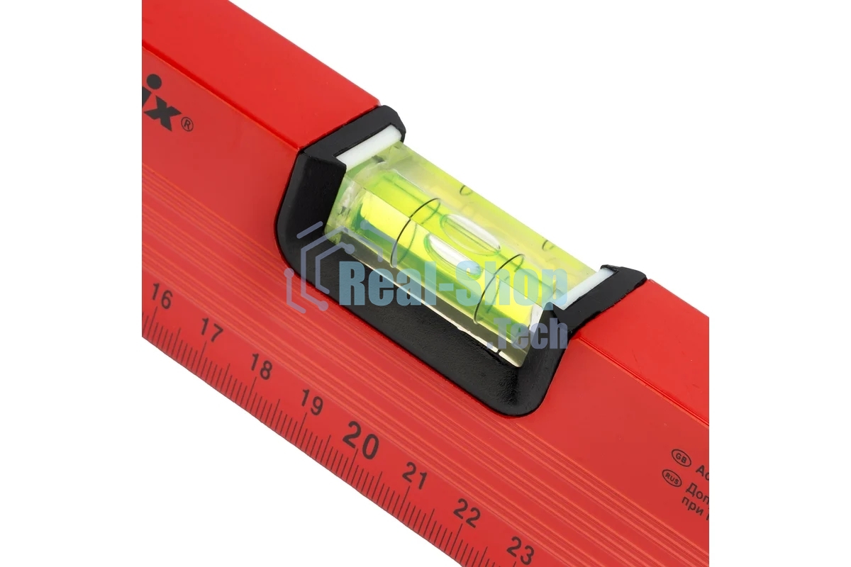 Уровень Matrix алюминиевый, 400 мм, 3 глазка, красный, линейка