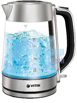 Чайник электрический Vitek VT-1184 1.7л. 2200Вт серебристый корпус: стекло/металл