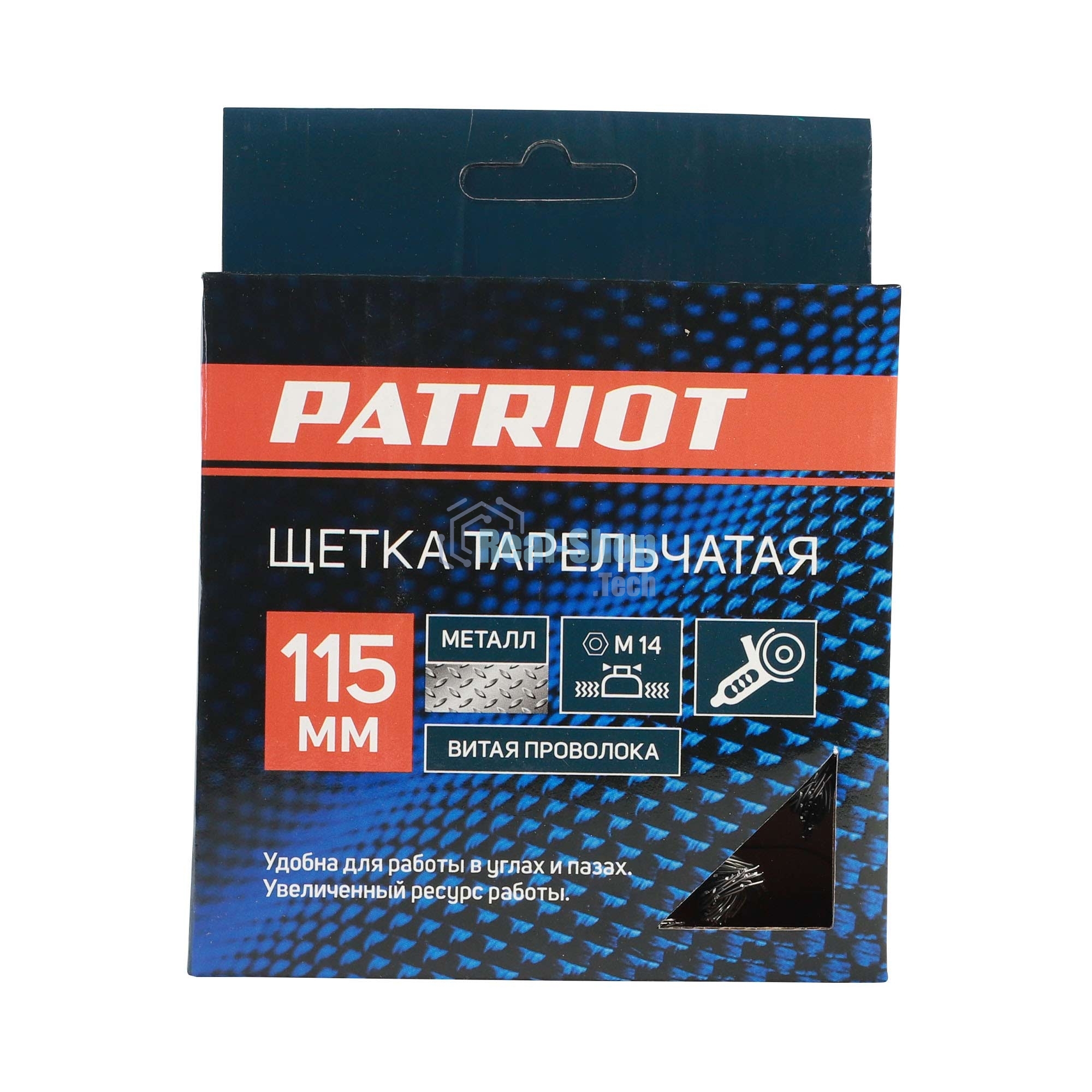 Щетка EDGE by PATRIOT тарельчатая 115ммХМ14 витая проволока