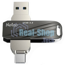 Флешка USB Netac US11 черный 64Gb USB Type-A + USB Type-C, metal/plastic case