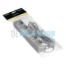 Удлинитель ExeGate ECE-5-1.8G (EX285820RUS), серый, 1,8 м, евровилка с заземлением, 5 евророзеток с заземлением, 2200 Вт