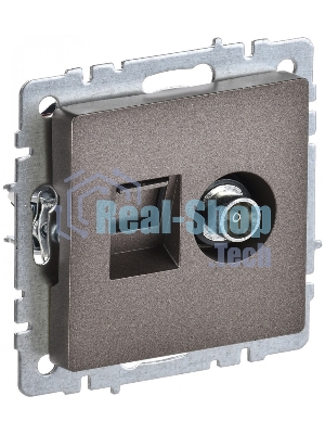 Розетка телевизионная двойная TV+RJ45 IEK BRITE РТВ/РК12-БрТБ кат.5E темная бронза