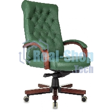 Кресло руководителя Бюрократ T-9928Walnut зеленый, кожа, крестов. металл/дерево