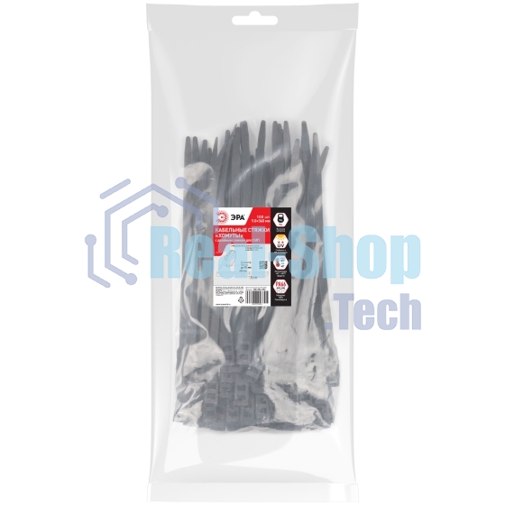 Хомут кабельный для СИП 9.0х360 с горизонт. замком NO-224-594 черный (уп. 100 шт) Эра