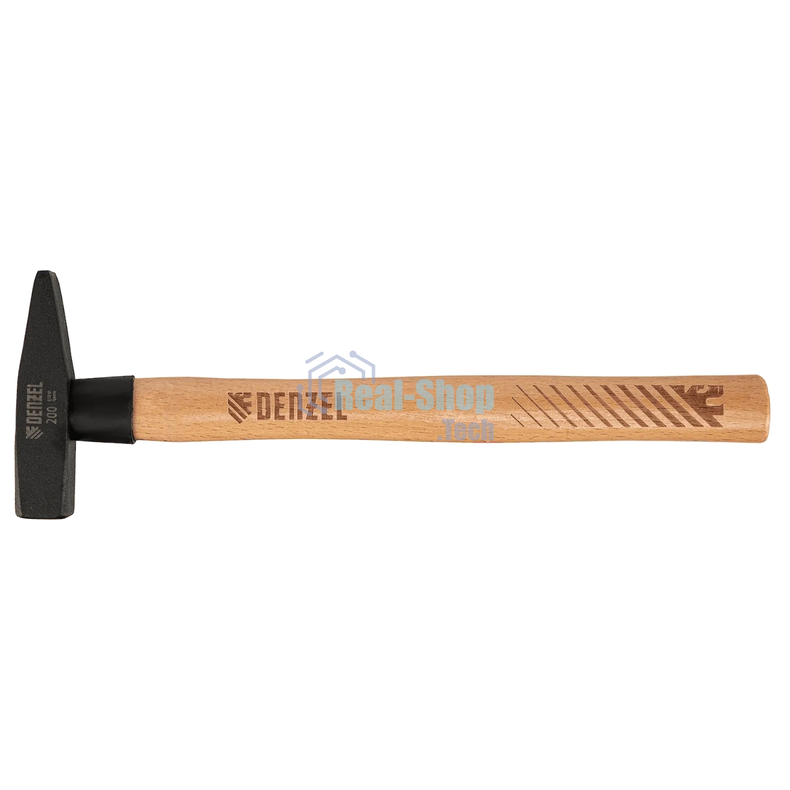 Молоток слесарный Denzel 200 г, кованый квадратный боек, буковая рукоятка