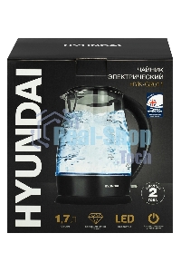 Чайник электрический Hyundai HYK-G2011 1.7л. 2200Вт черный (корпус: стекло)