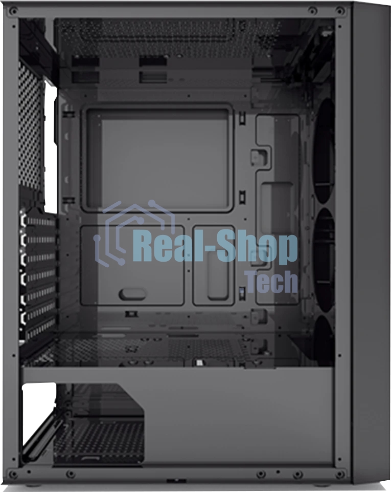 Корпус без блока питания PCCOOLER MA100 MESH BK, Mesh Mid Tower, черный, TG, 0.4 SPCC, 3x120мм ARGb ATX, mATX, mITX 160/310/180мм 2x2.5