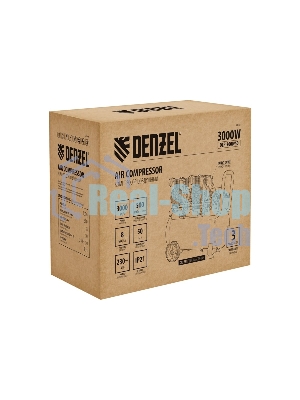 Компрессор безмасл. малошумный Denzel DLP -3000/50, 3 кВт, 2х1,5 кВт,50 л, 2850 об/мин,500 л/мин