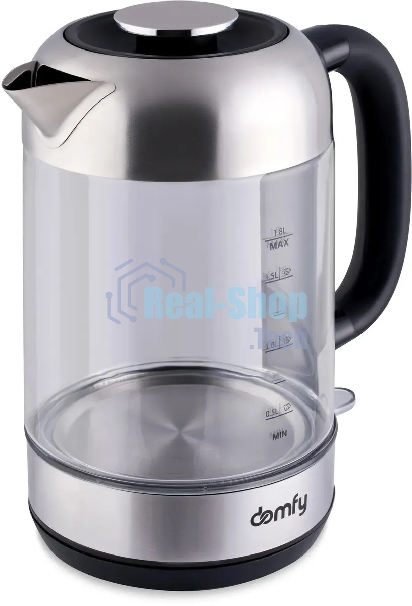 Чайник электрический Domfy DSM-EK401 1.8л. 2200Вт черный/прозрачный (корпус: стекло)