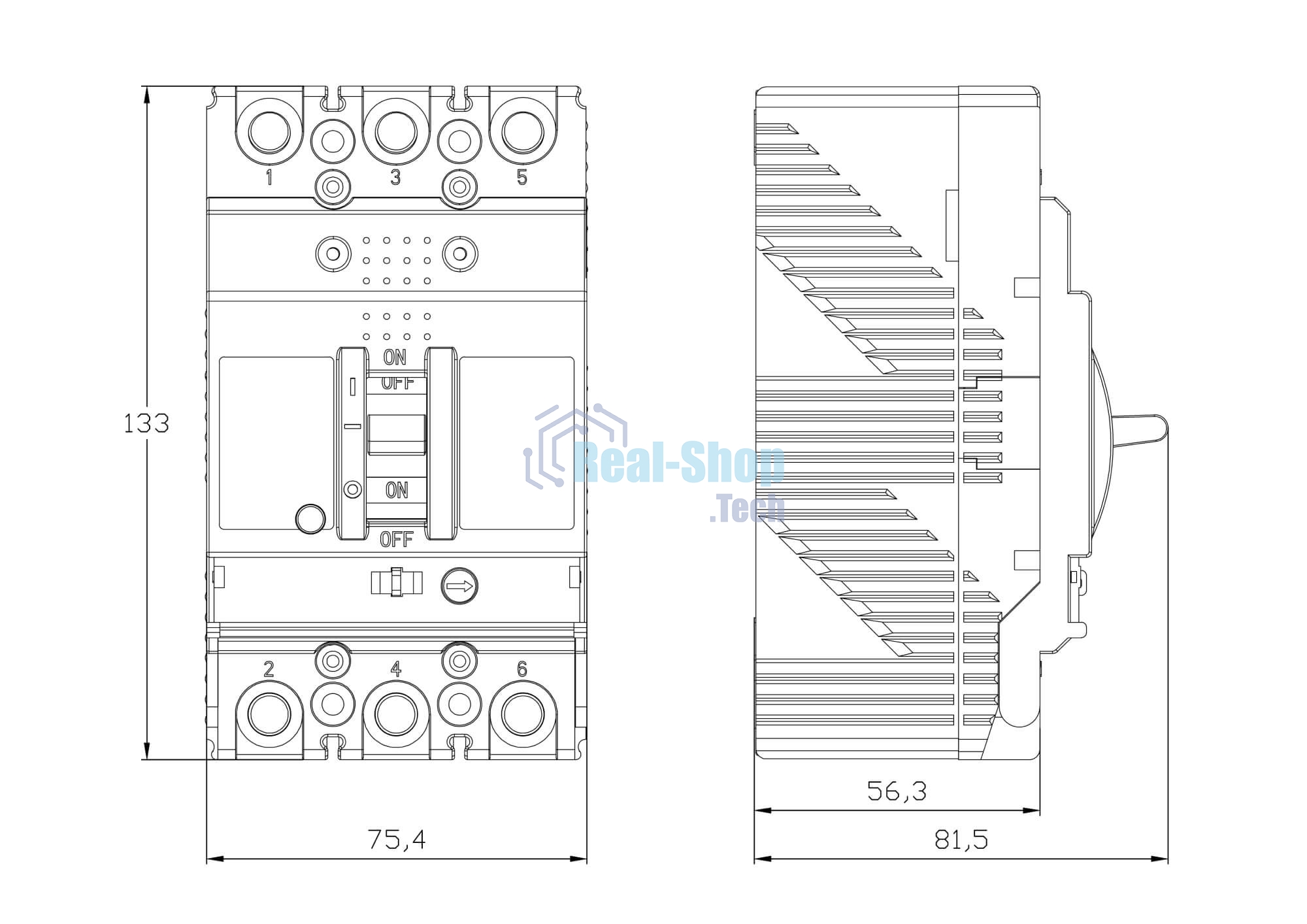 Выключатель автоматический MGS125 3P 32-40А 18кА YON MGS125B-3TAMF0040