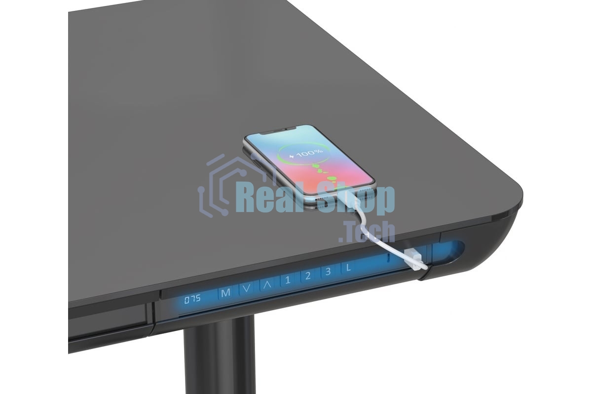 Стол компьютерный Cactus CS-EGD-BK-LED столешница закаленное стекло, черный, каркас черный