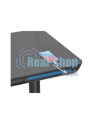 Стол компьютерный Cactus CS-EGD-BK-LED столешница закаленное стекло, черный, каркас черный