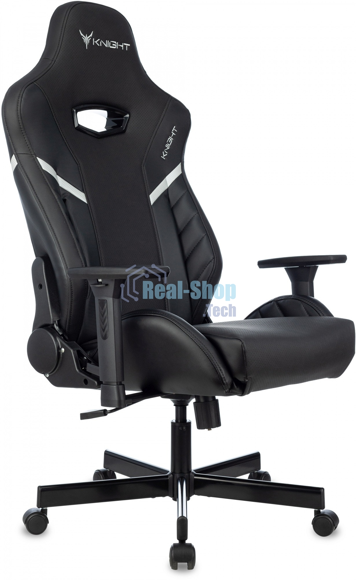 Кресло игровое Knight Thunder 5X черный эко.кожа крестов. металл