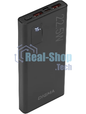 Портативный аккумулятор Digma DGPF10A 10000mAh QC3.0/PD3.0 22.5W 5A 2xUSB-A/USB-C черный