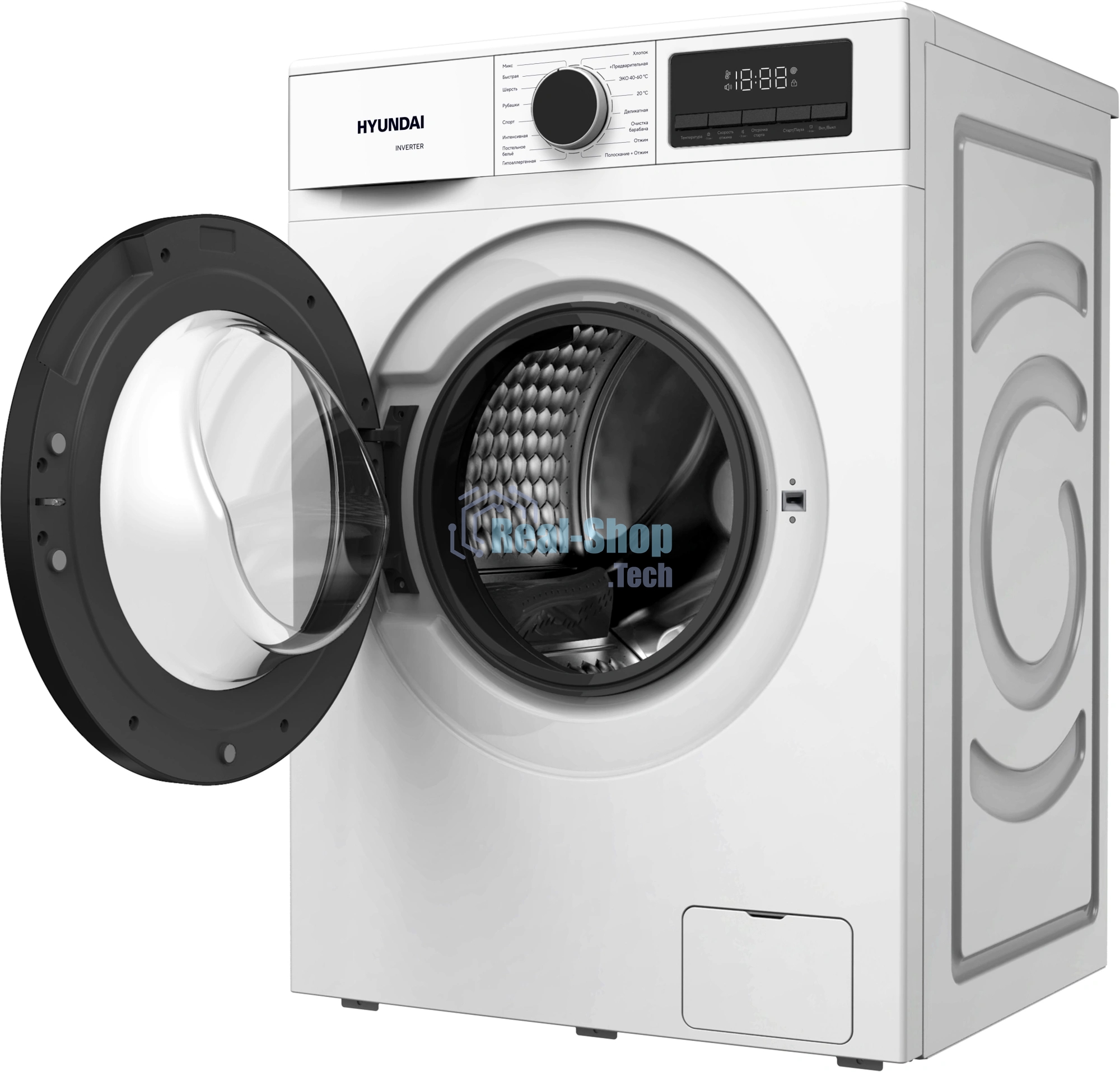Стиральная машина Hyundai WME6010 белый, загрузка фронтальная 6 кг, 1000 об/мин, класс A+++